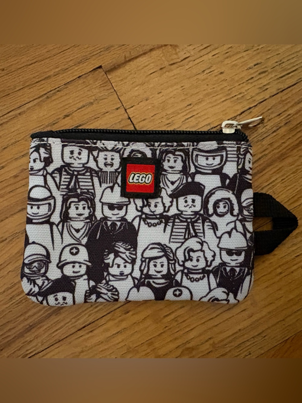 Lego Black & White Minifigure Pattern Zip Pouch